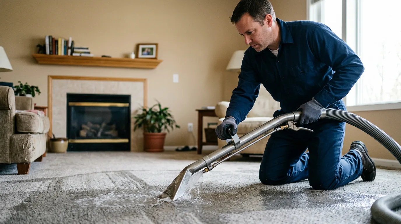 Water damage restoration technician working near Wheaton, MN